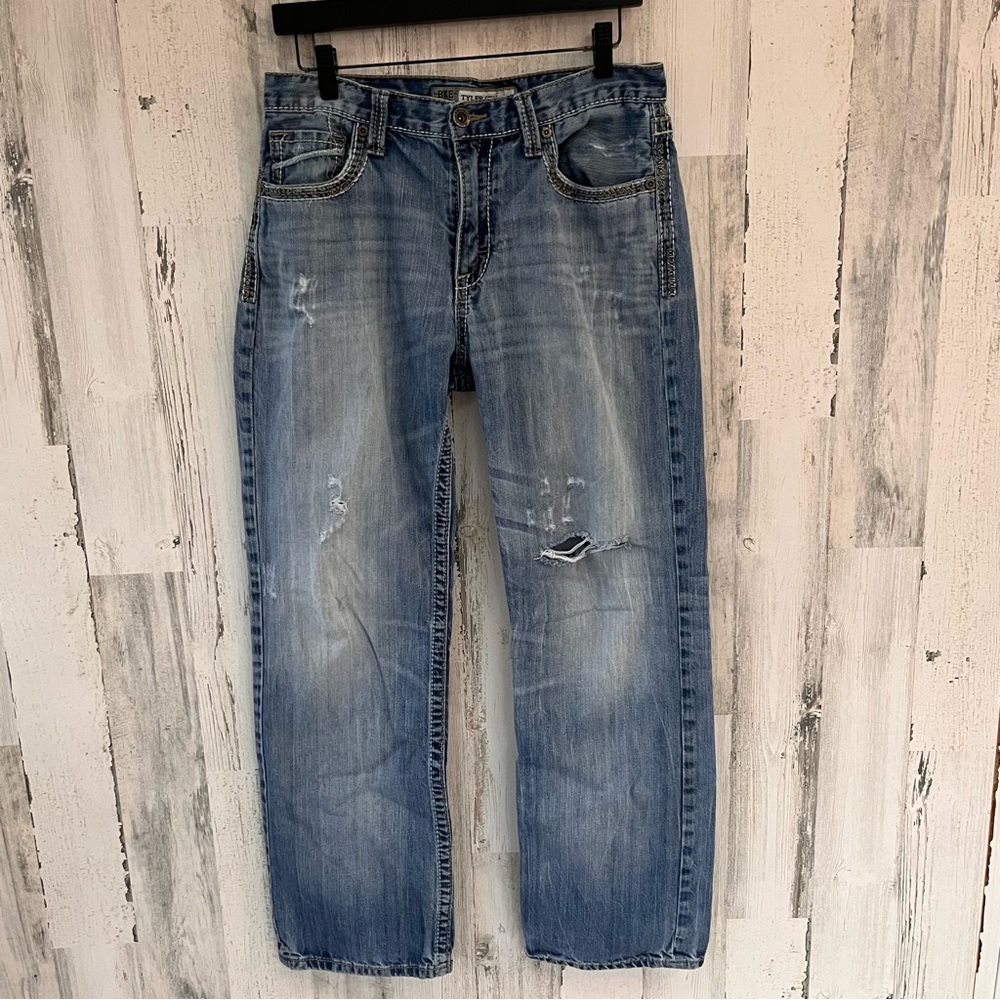 BKE Men’s Tyler Straight Leg Distressed Blue Denim Jeans Size 32X30